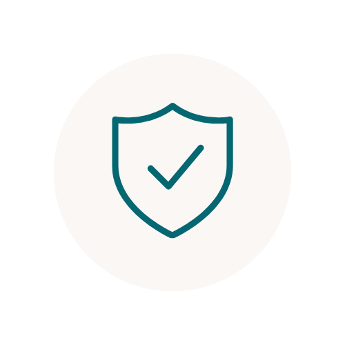green line icon of shield in white circle