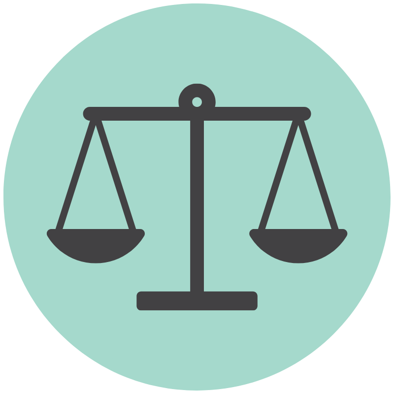 Icon of a  set of legal scales.