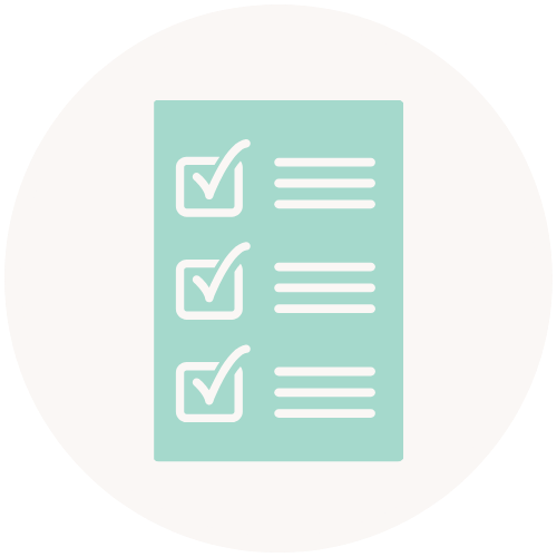 Checklist with three checked items on a light green background.