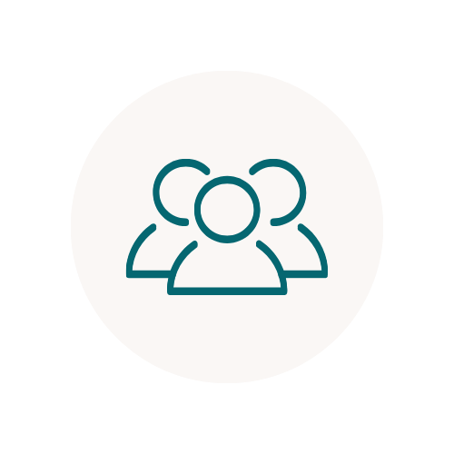 green line icon of three people in white circle