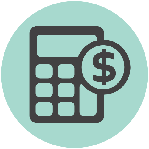 Icon of a calculator with a dollar sign