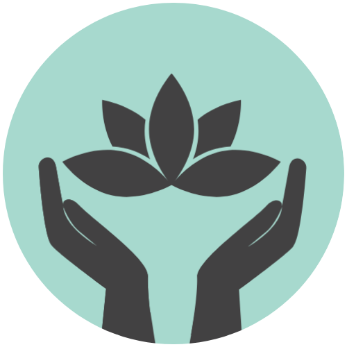 Icon of two hands holding a plant with leaves.