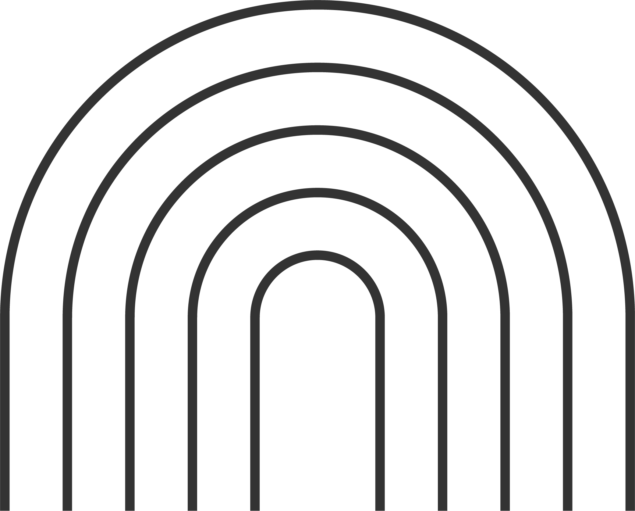 Black background with concentric gray arcs forming a rainbow shape.