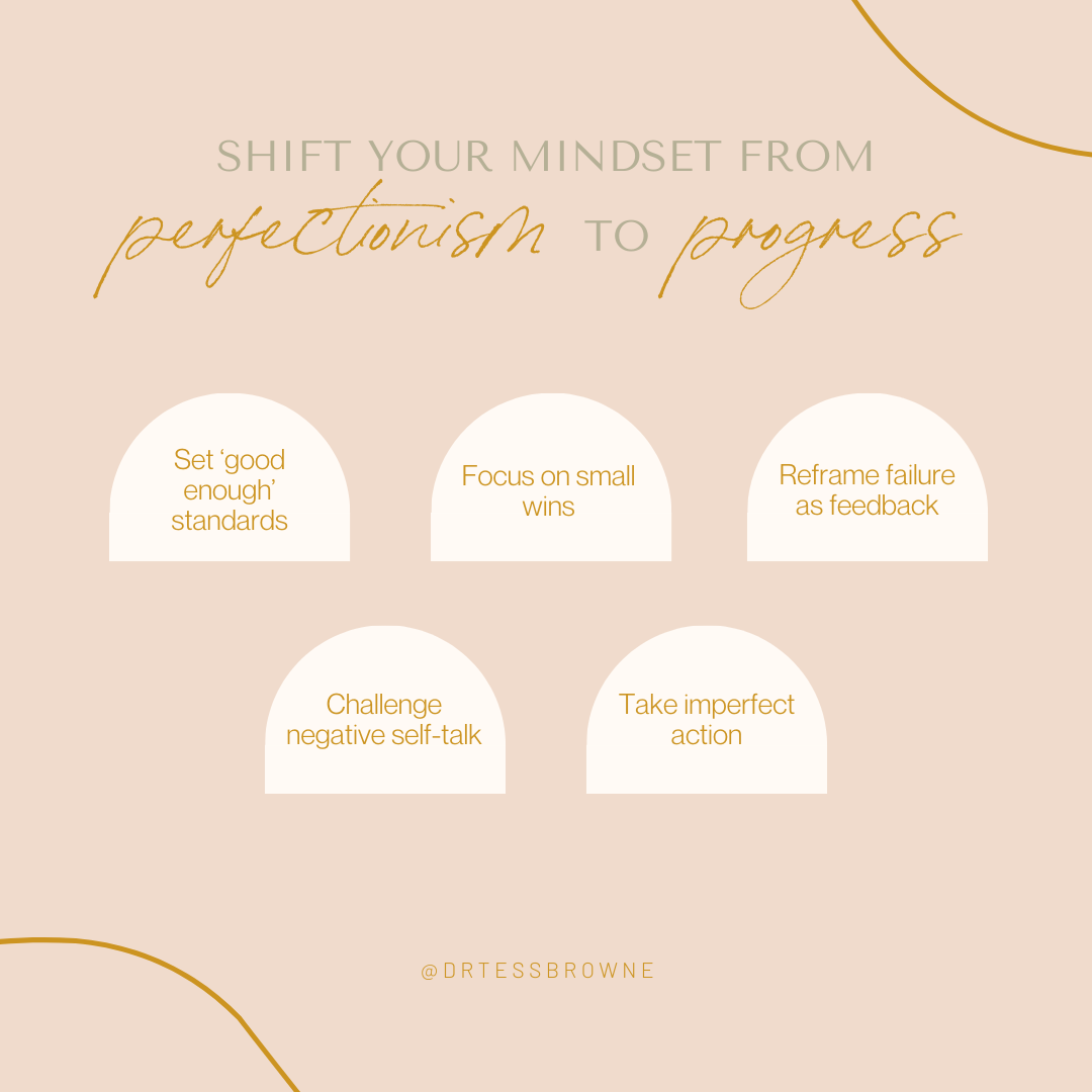 List of ways to shift your mindset from perfectionism to progress