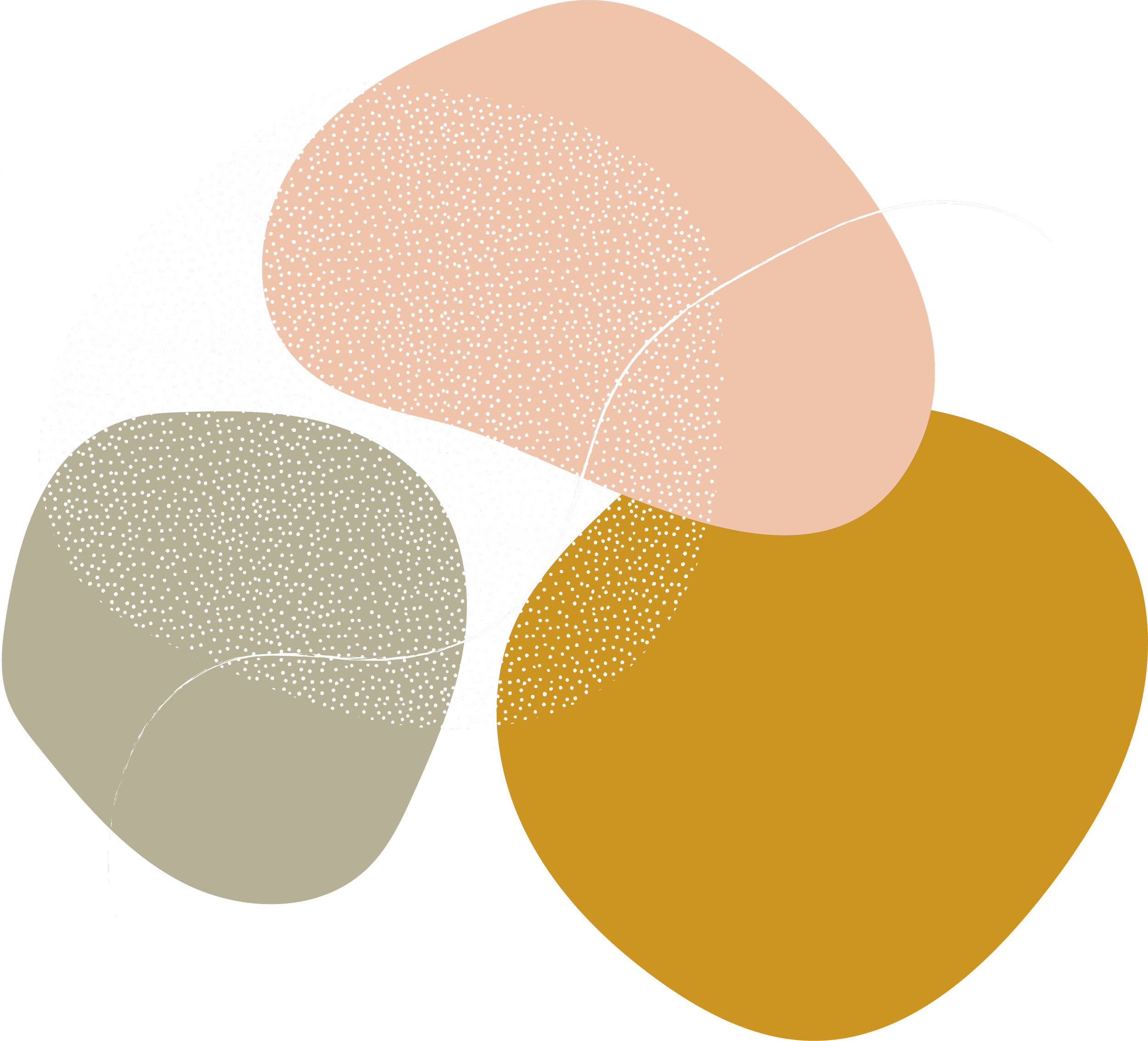 Abstract digital art with overlapping circles and lines in beige, black, white, and mustard colors, textured with dotted patterns on some circles.