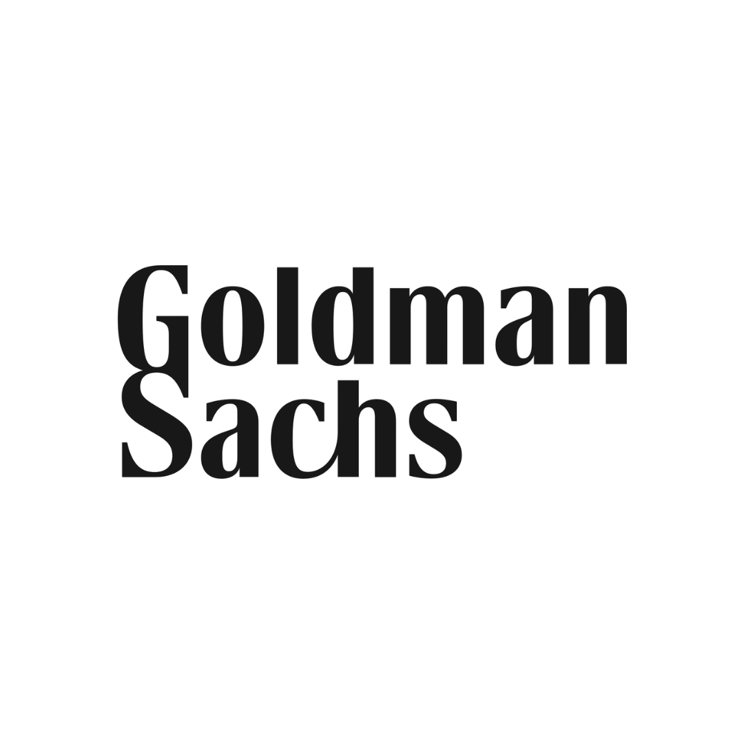 The image features the logo of Goldman Sachs, consisting of a stylized upward arrow and the company name beneath it.