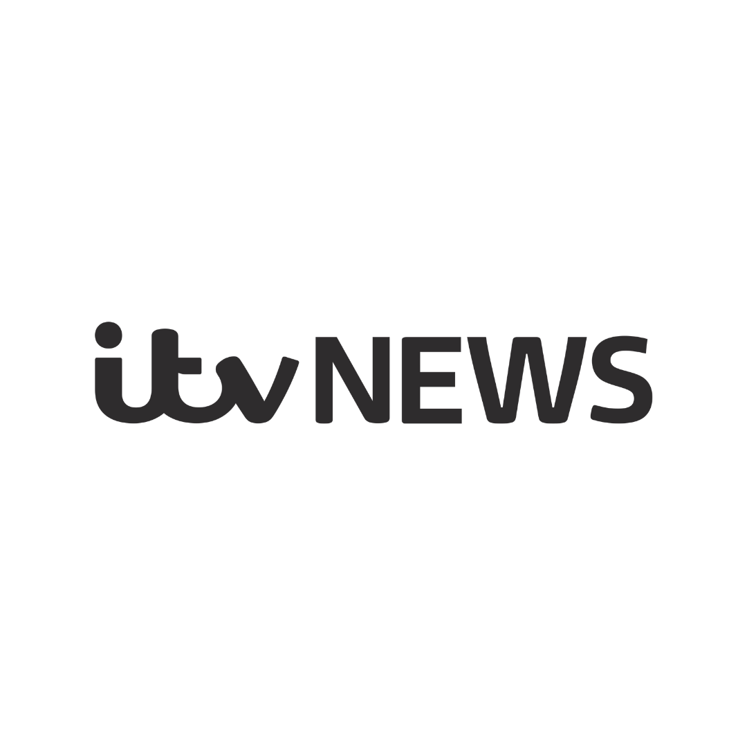 Logo of ITV News with a silhouette of a person and a tree above the text.