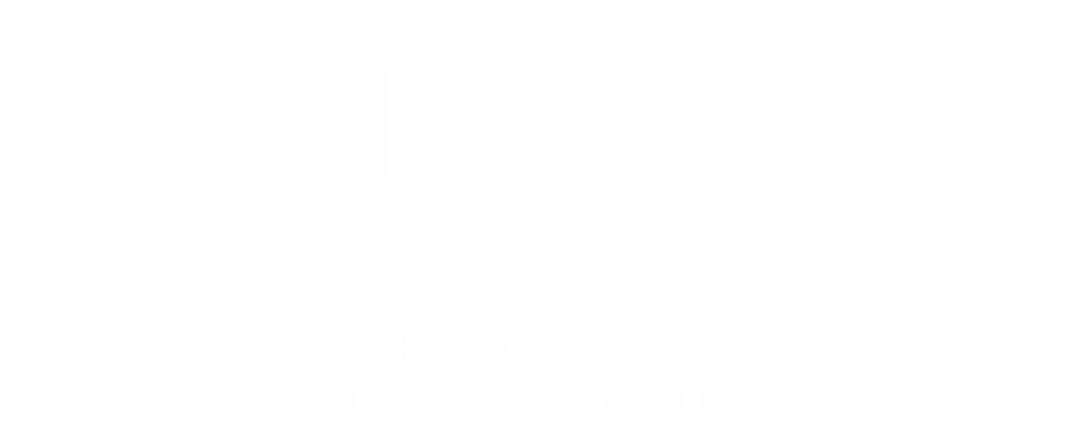 Logo for Newcastle Jockey Club featuring stylized initials 'NJC' with intricate scrollwork, and the club name beneath.