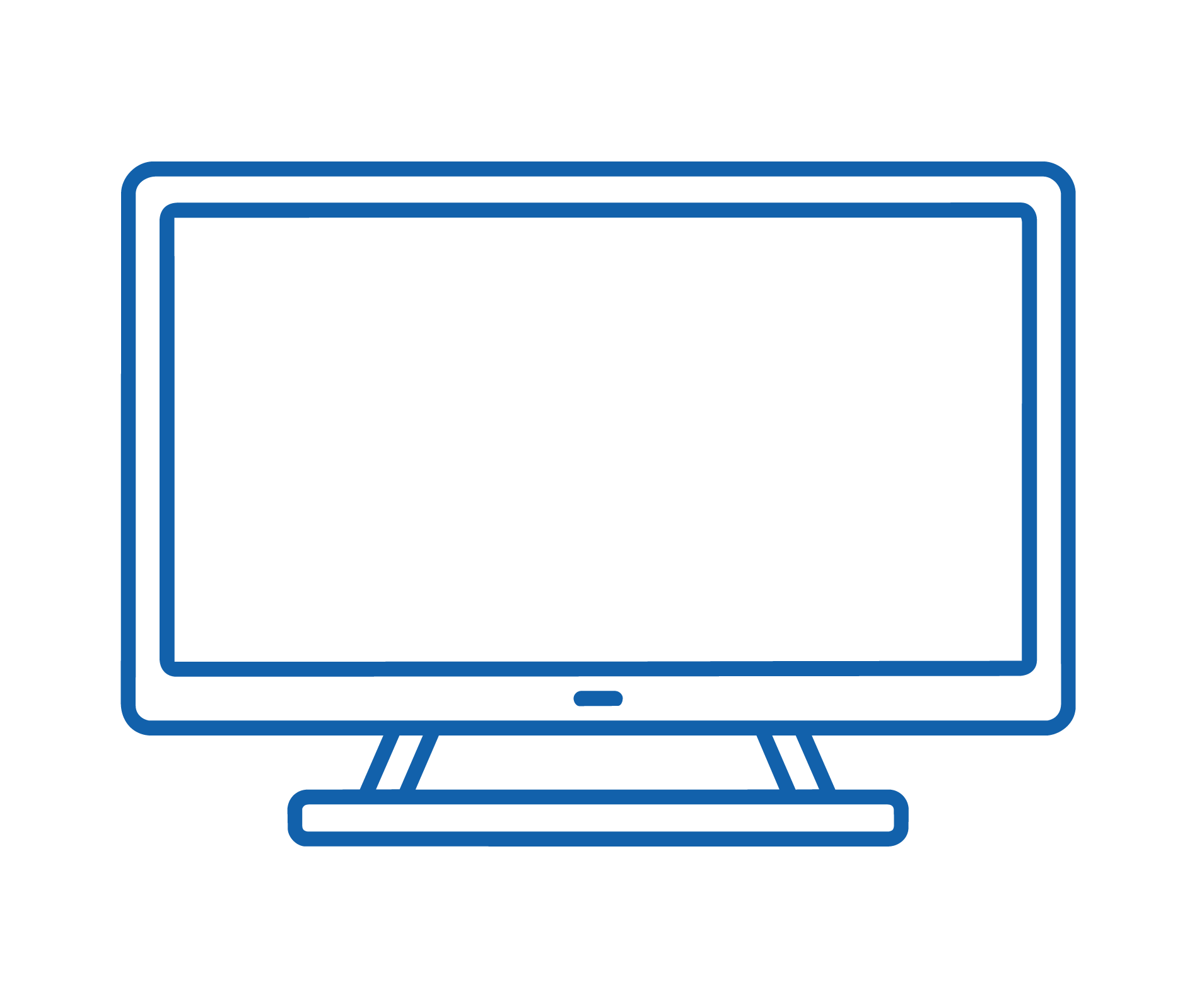 Outline illustration of a flat-screen television on a stand.