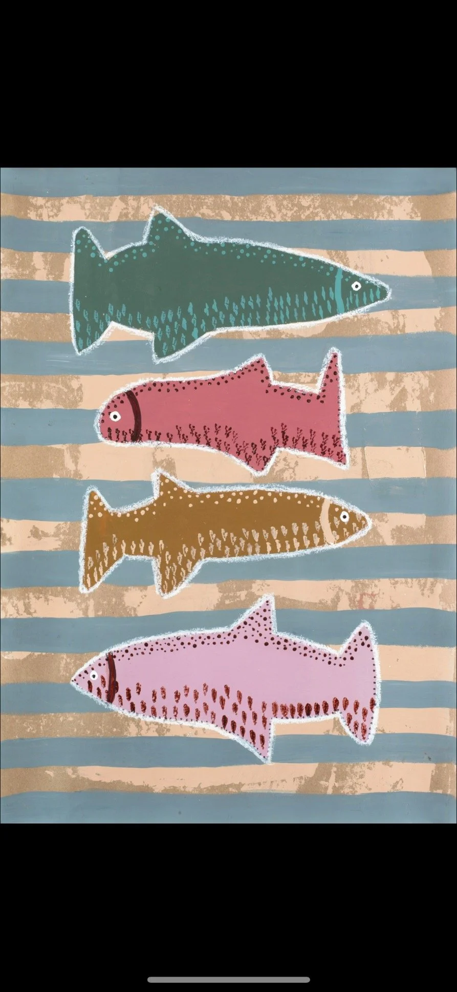 Four Fishies - Mixed Media Art on Canvas
