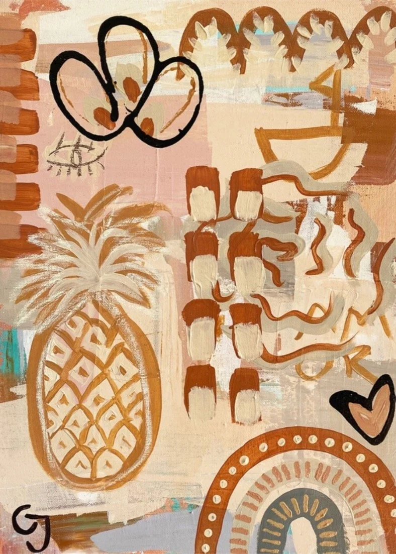 Pineapple Paradise - Mixed Media Art on Canvas