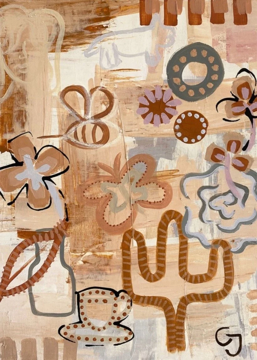 Flowers - Mixed Media Art on Canvas