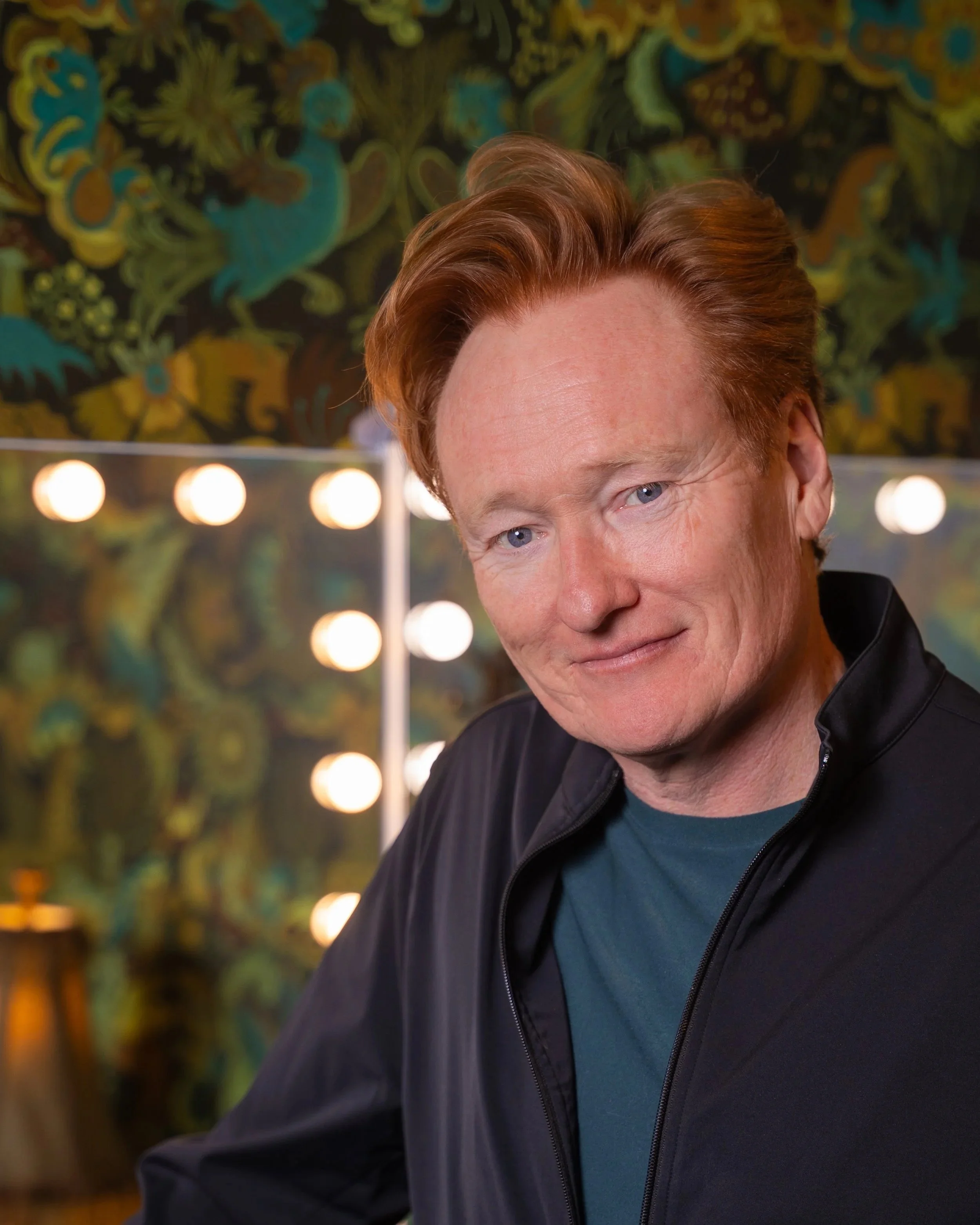 Candid green room portrait of Conan O’Brien backstage before a live show at UCB Franklin in Hollywood