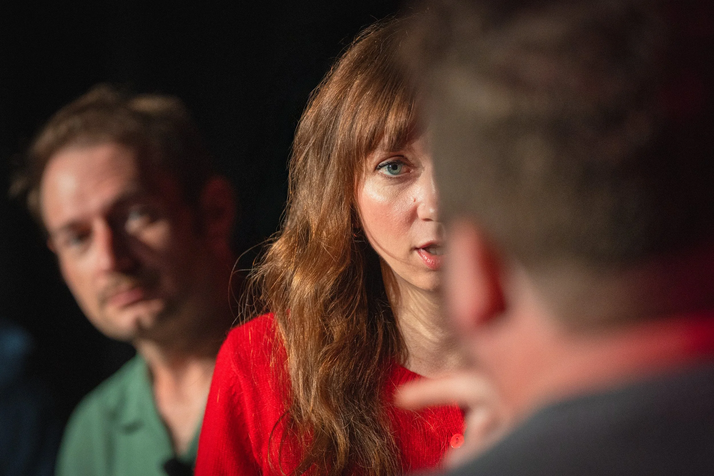 Lauren Lapkus performing a live improv comedy set on stage at Dynasty Typewriter in  Downtown LA, captured by a local comedy photographer.