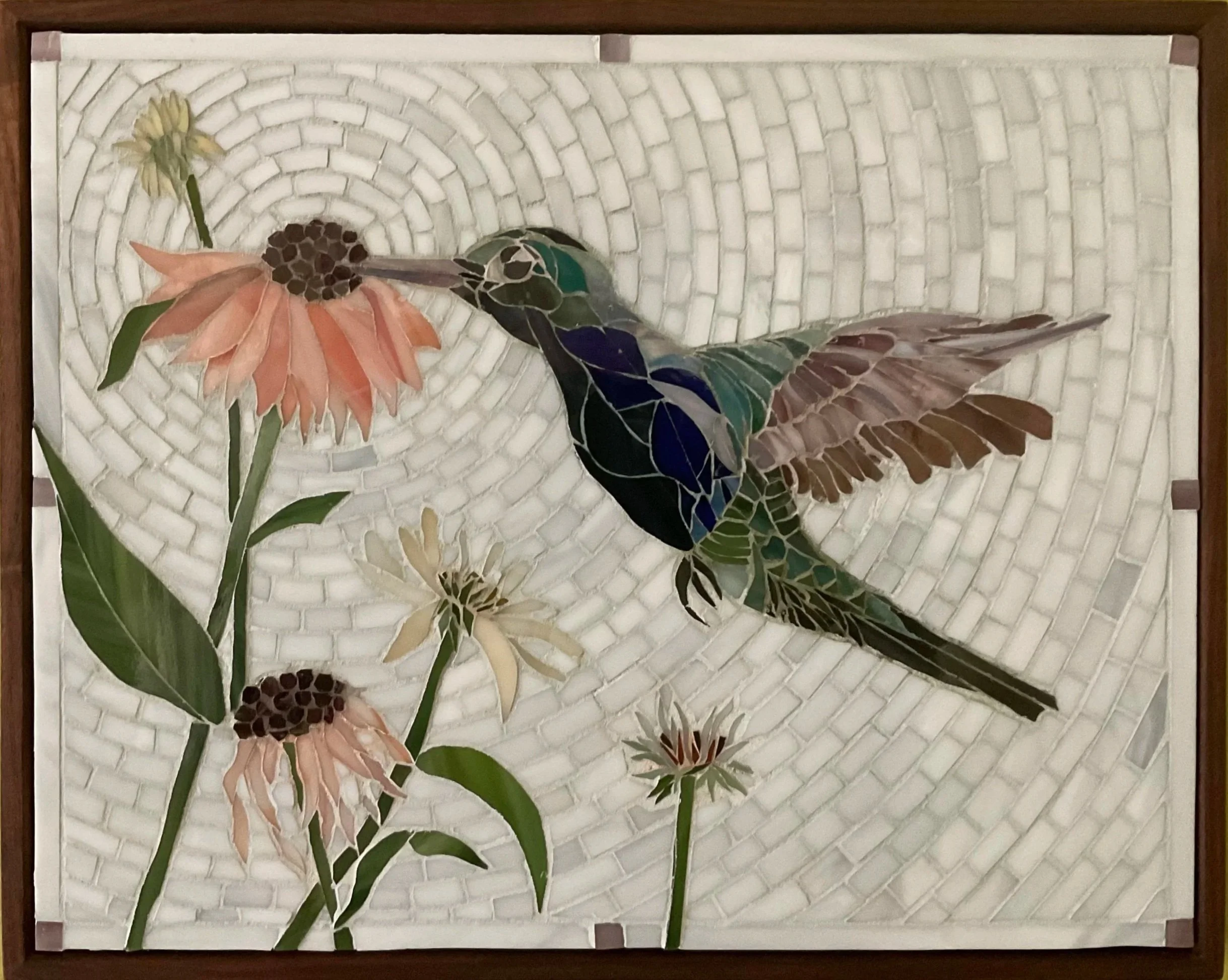 Hummingbird, 2024, 13"x9", Stained Glass