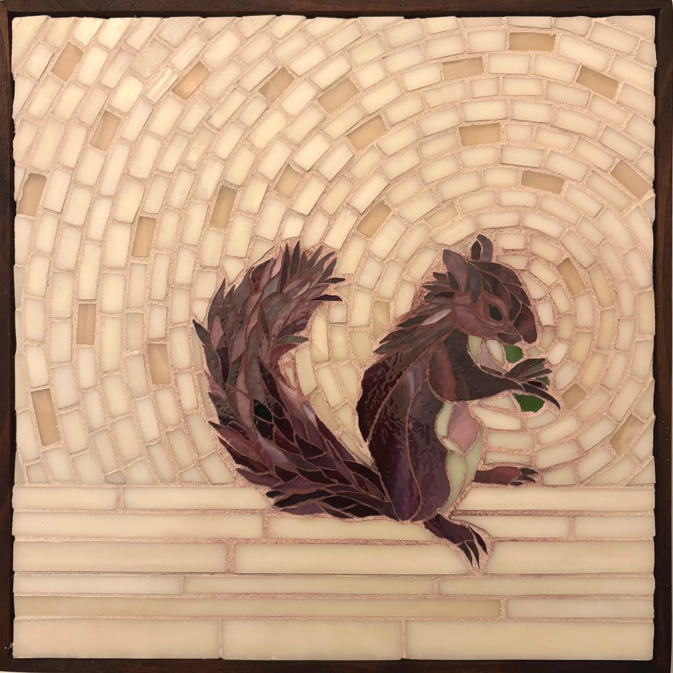 Blueberry the Squirrel, 2024, 10"x10", Stained Glass