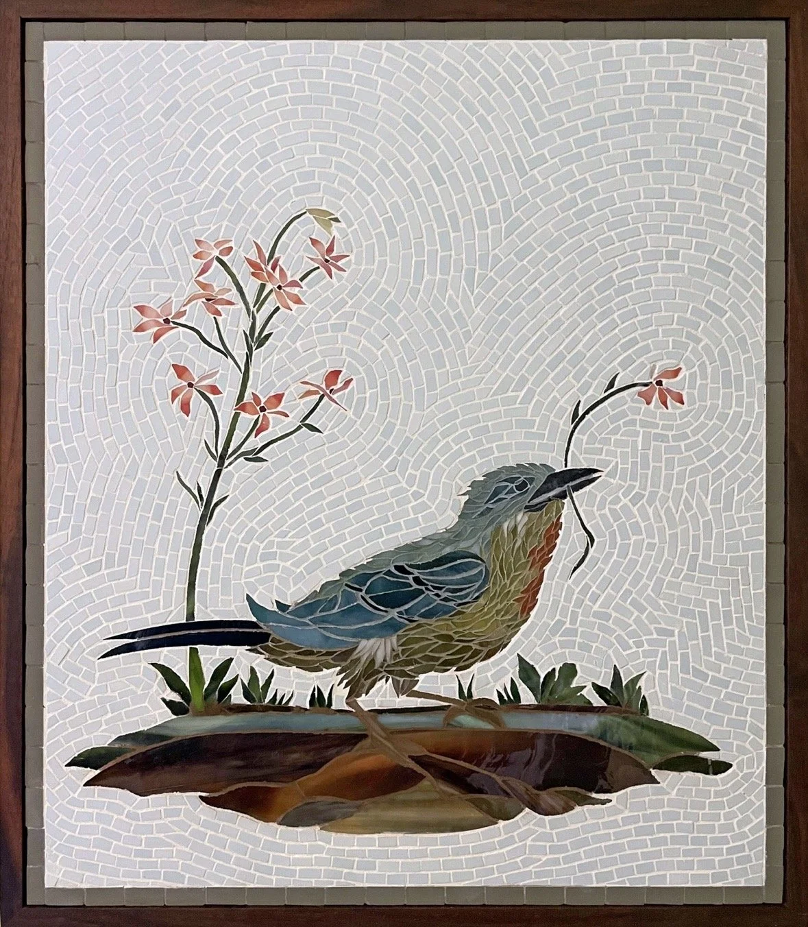 The Morning Gift, 2025, 18"x21", Stained Glass and Porcelain