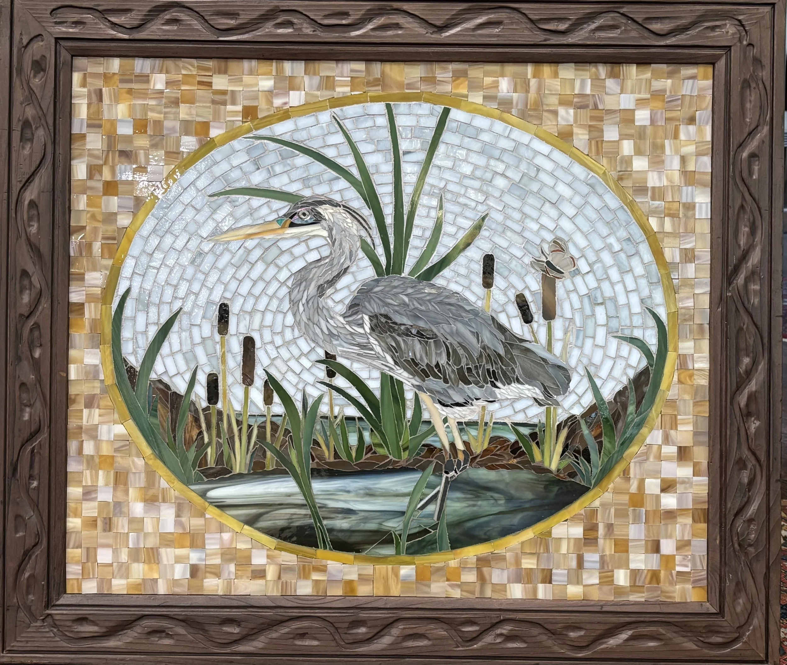 Blue Heron, 2025, 24"x20", Stained Glass