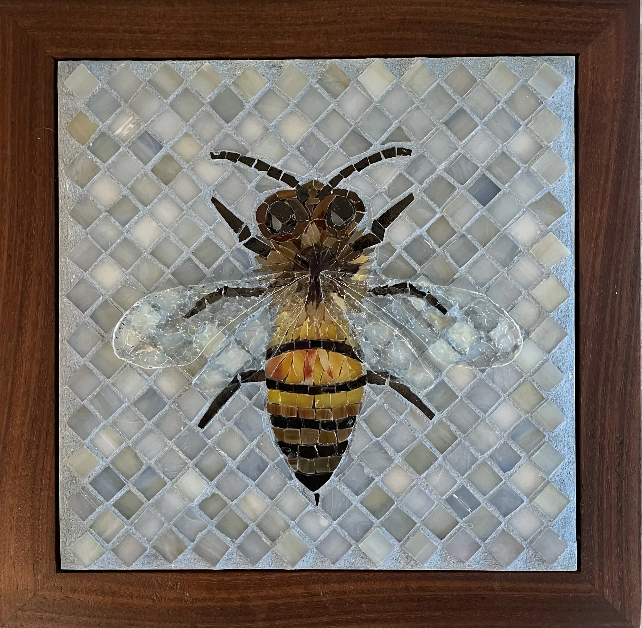 Cortona Bee, 2024, 7"x7", Stained Glass