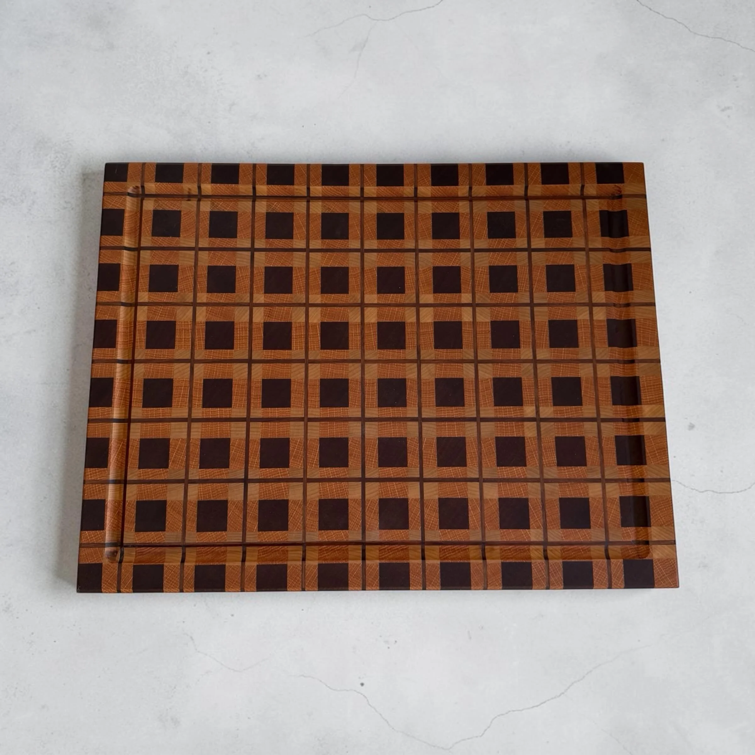 Plaid End Grain Heirloom Board (15&rdquo;x20&rdquo;). Auction is live. Link in bio.