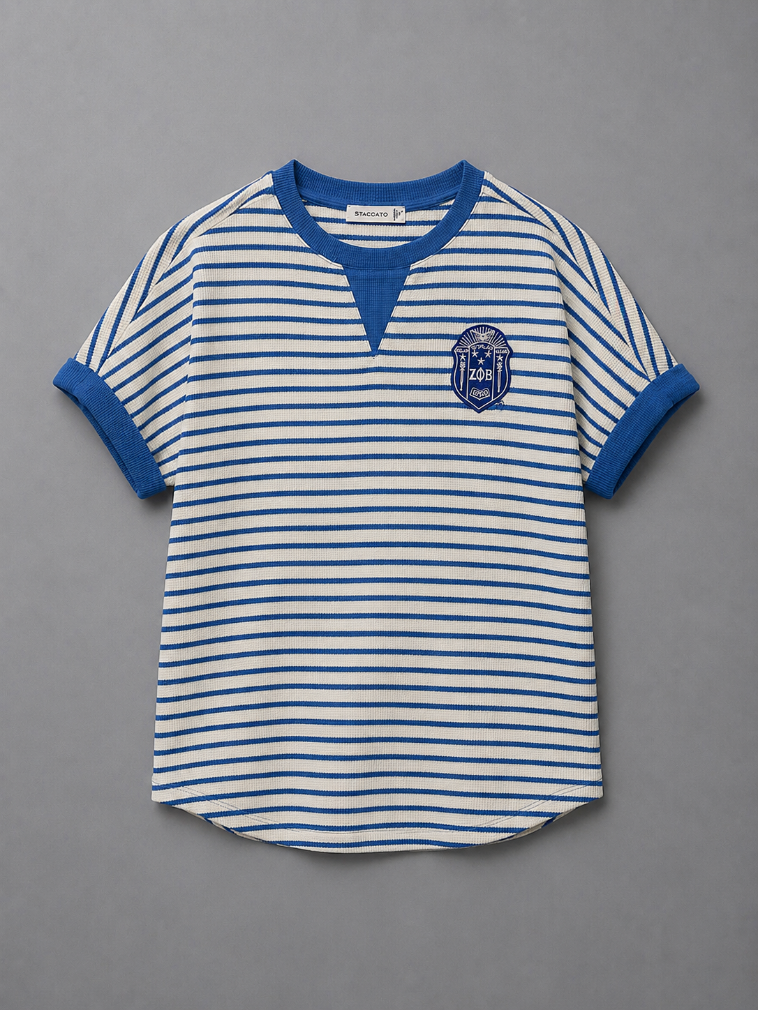 Zeta Blue Stripe Crest Top
