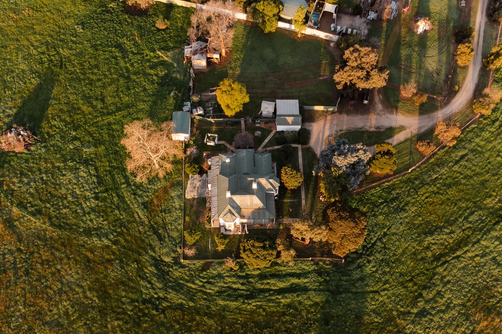Aerial view of family home in regional Victoria