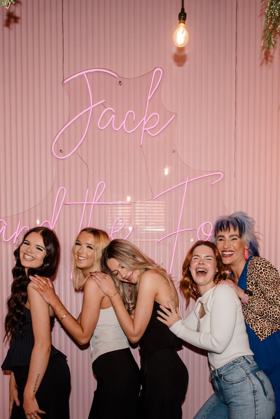 Brand photography session for Jack & The Fox featuring business owner with staff the salon in Rutherglen.