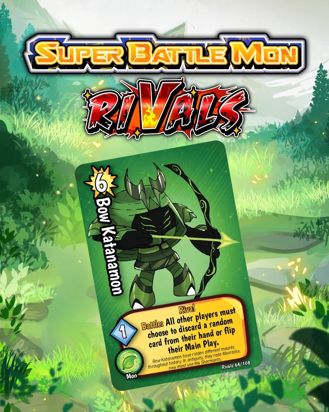 Bow Katanamon have ridden different mounts throughout history. In antiquity, they rode Mavericks, now most use M4 Shermants. 

❖ 108 Cards in the set
❖ 3 New Box Toppers
❖ 10 New Rangers

https://www.kickstarter.com/projects/1740034445/super-battle-m
