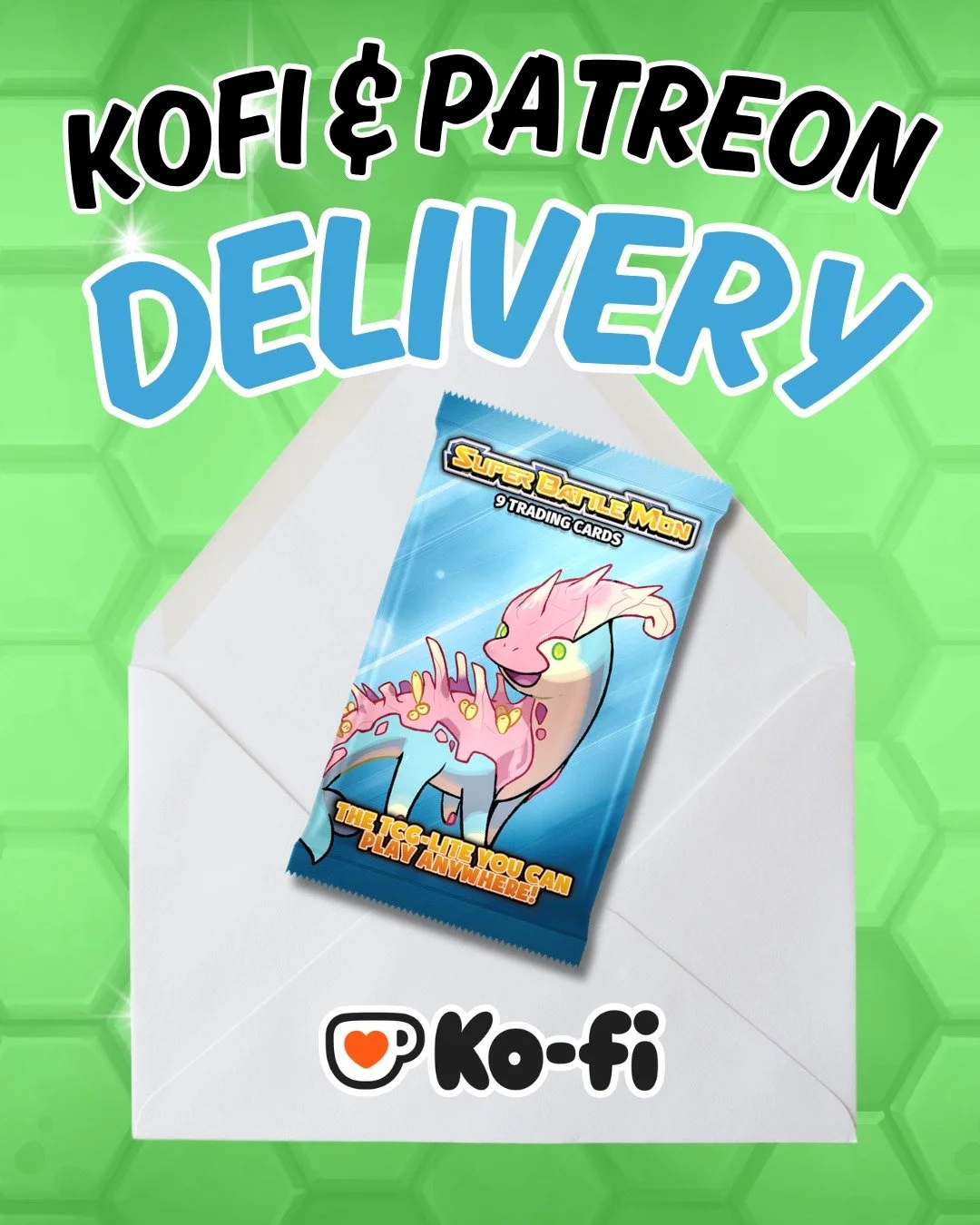 Check your mailboxes! August rewards for our KoFi and Patreon members have been shipped.

=================
Big battles, tiny decks, zero barriers.

Super Battle Mon is an ultra fast TCG you can play anywhere in just 3 minutes with 7-card decks, no t