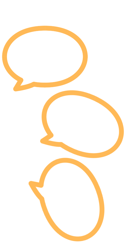 Trois bulles de dialogue jaune d'or.