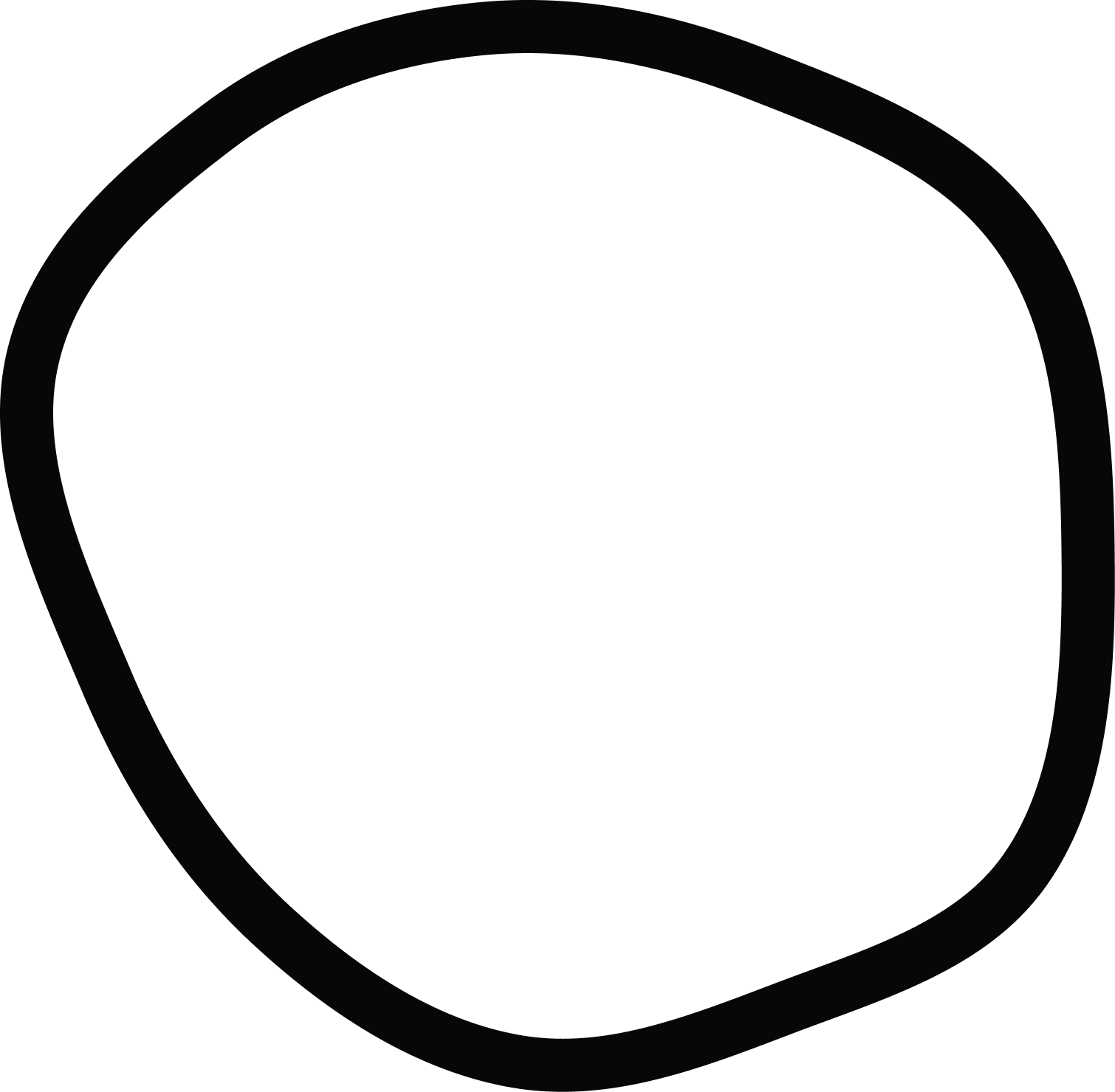 Black background with a faint circular border and a large, irregular black shape in the center.