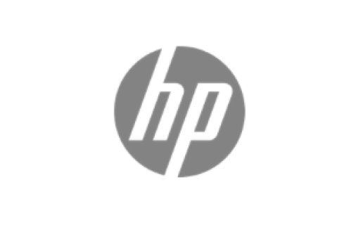 The HP logo in gray on a white background.