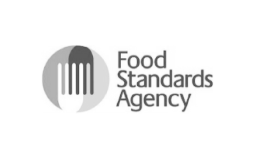 Logo of the Food Standards Agency with a fork inside a circle