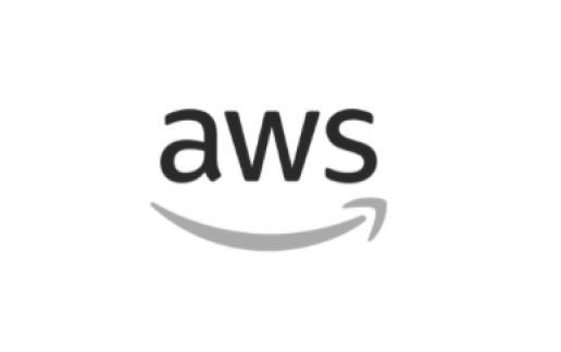 AWS logo with black text and a gray curved arrow underneath
