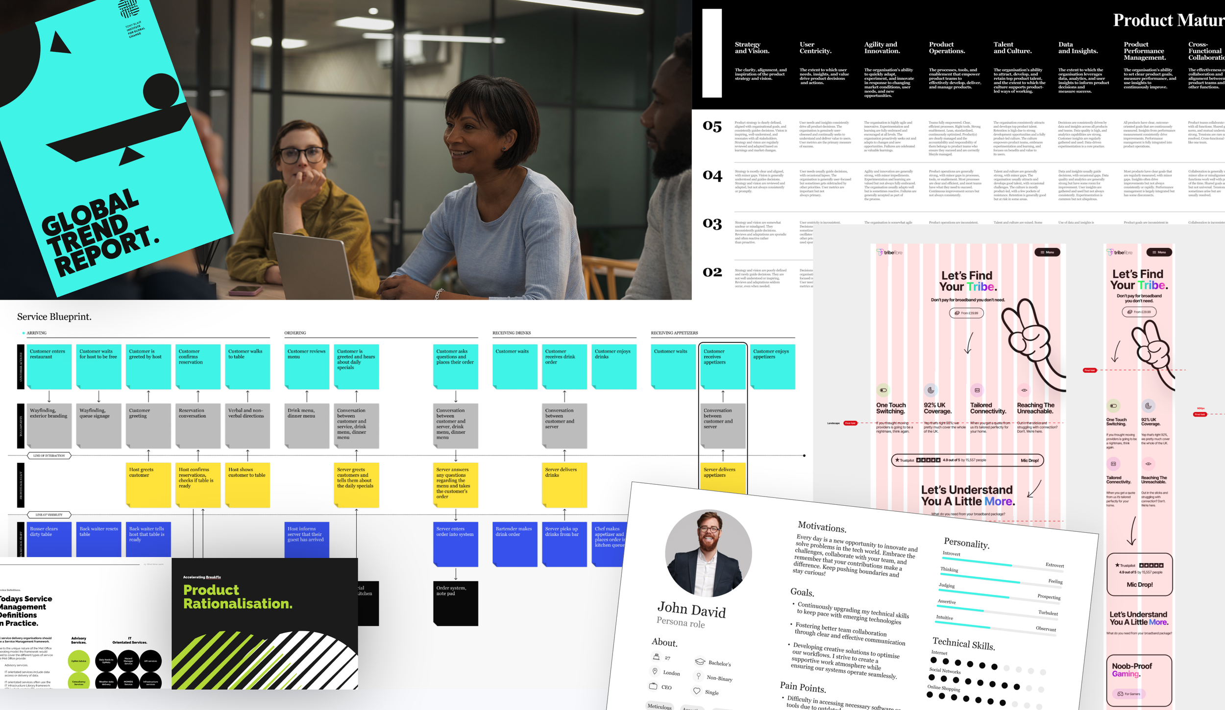 a screenshot of rainmaker solutions work across diffrent media and clients that have under gone digital transformation and change management