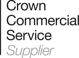 Text logo with the words 'Crown Commercial Service Supplier' in black and white.