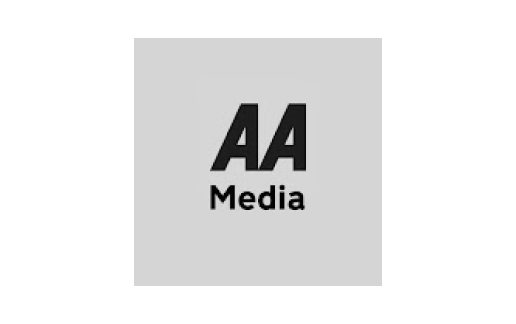 Gray background with black text displaying "AA Media"