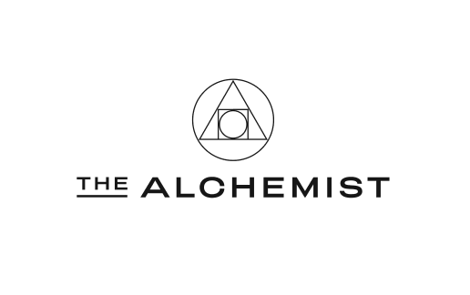 The Alchemist logo featuring a geometric triangle and circle design above the text 'The Alchemist' in black on a white background.