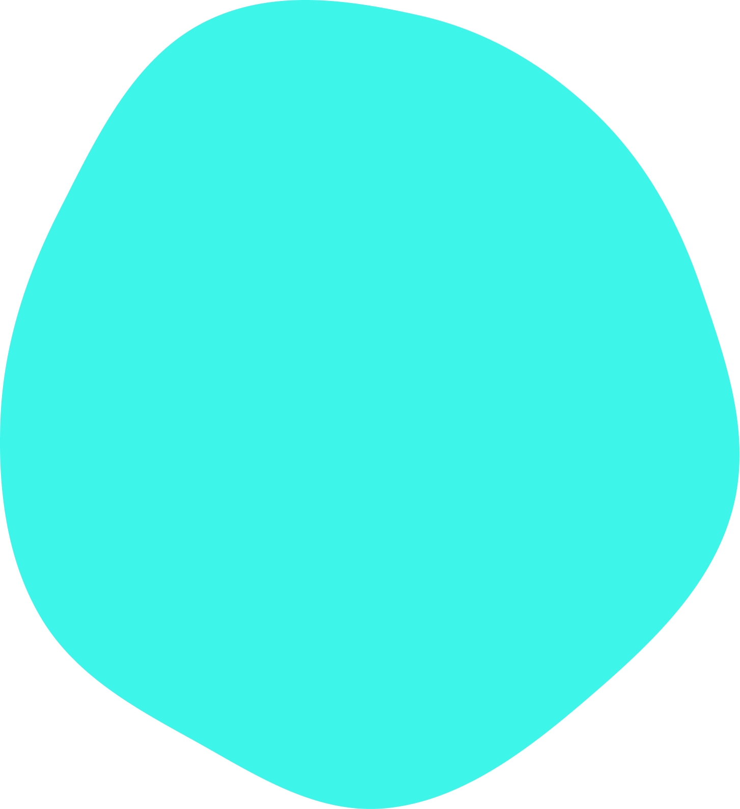 A large, bright cyan sphere with a smooth surface and subtle shading, floating against a black background.