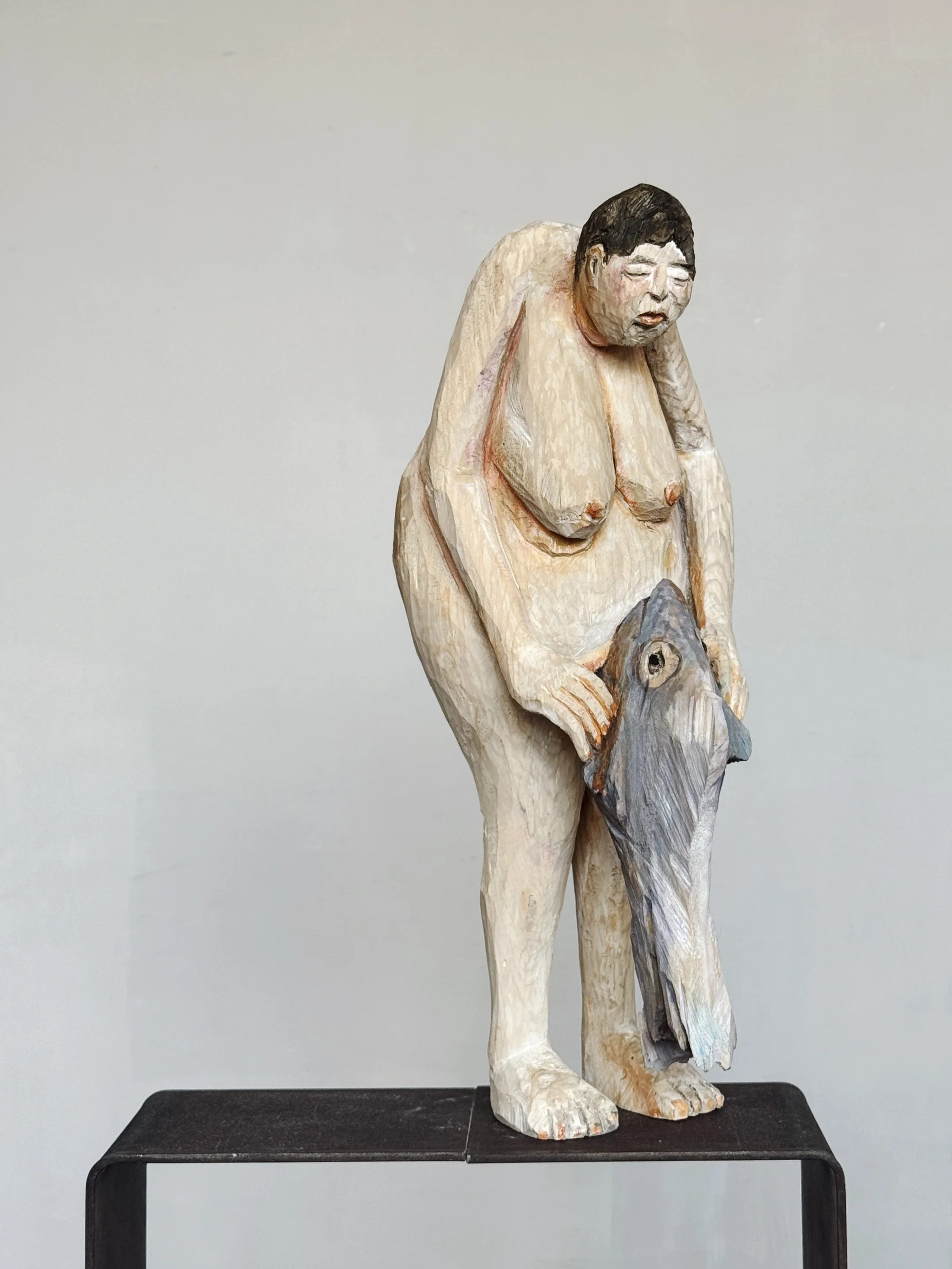 Alma: Linde, Kreide, Tusche, H 54 cm