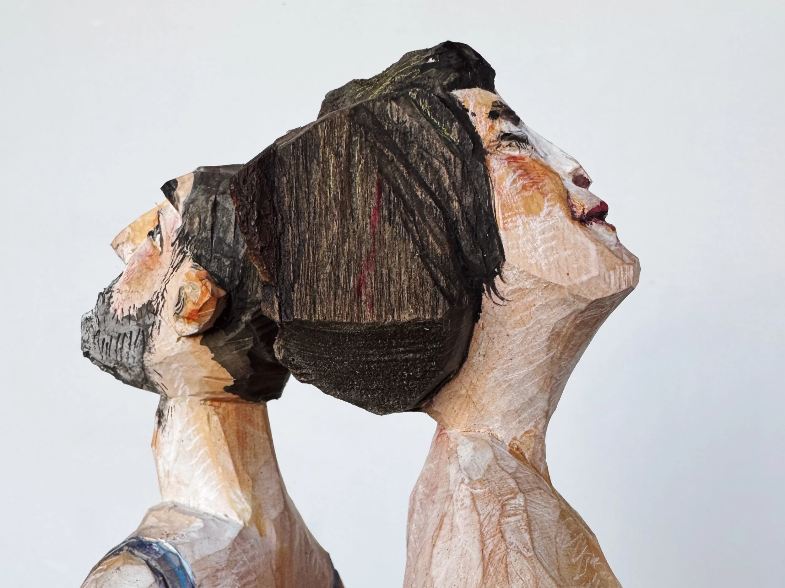 Elena und Adrian: Erle, Kreide, Tusche, H 57/56 cm