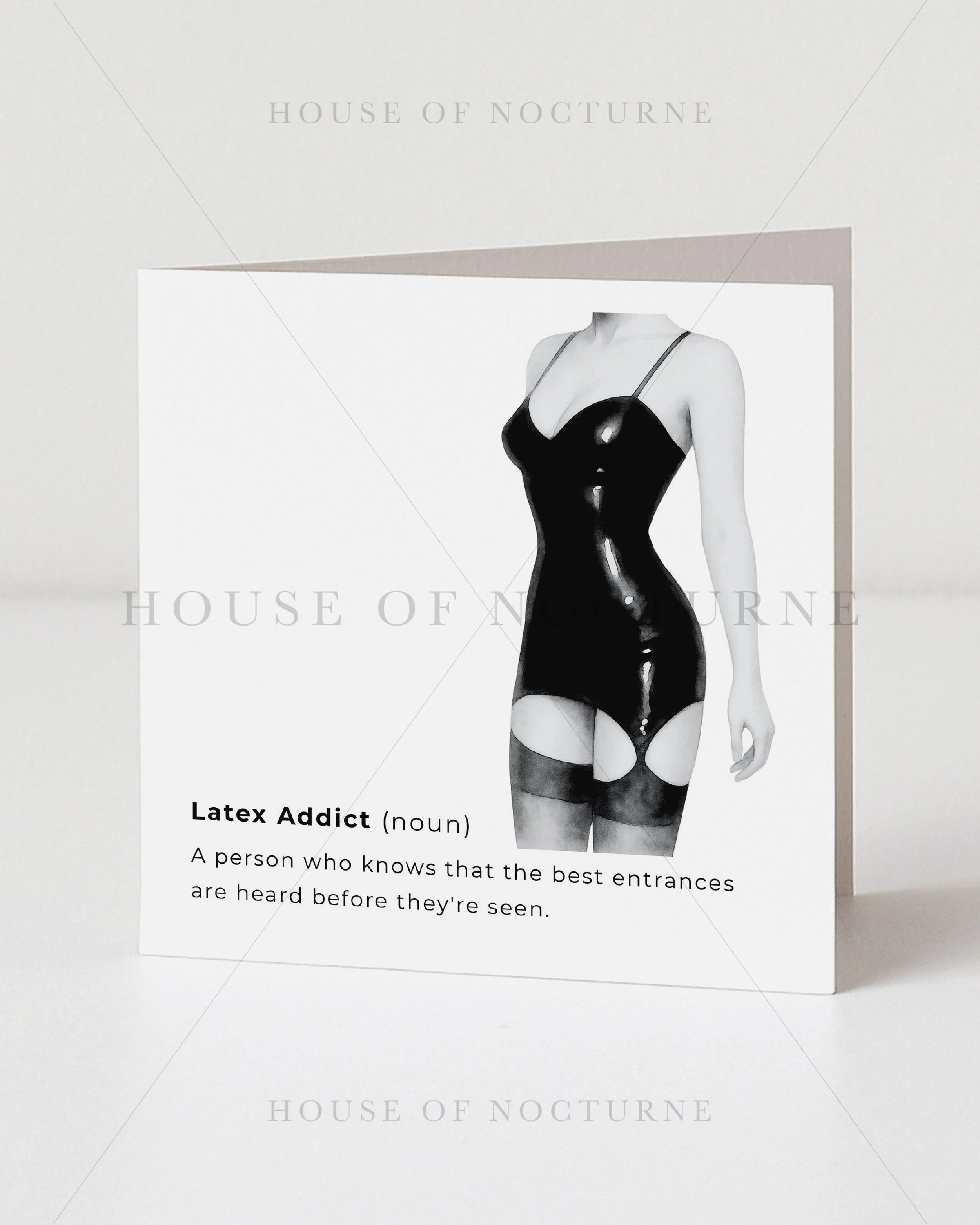 Latex Addict Fetish Inspired Greeting Card
