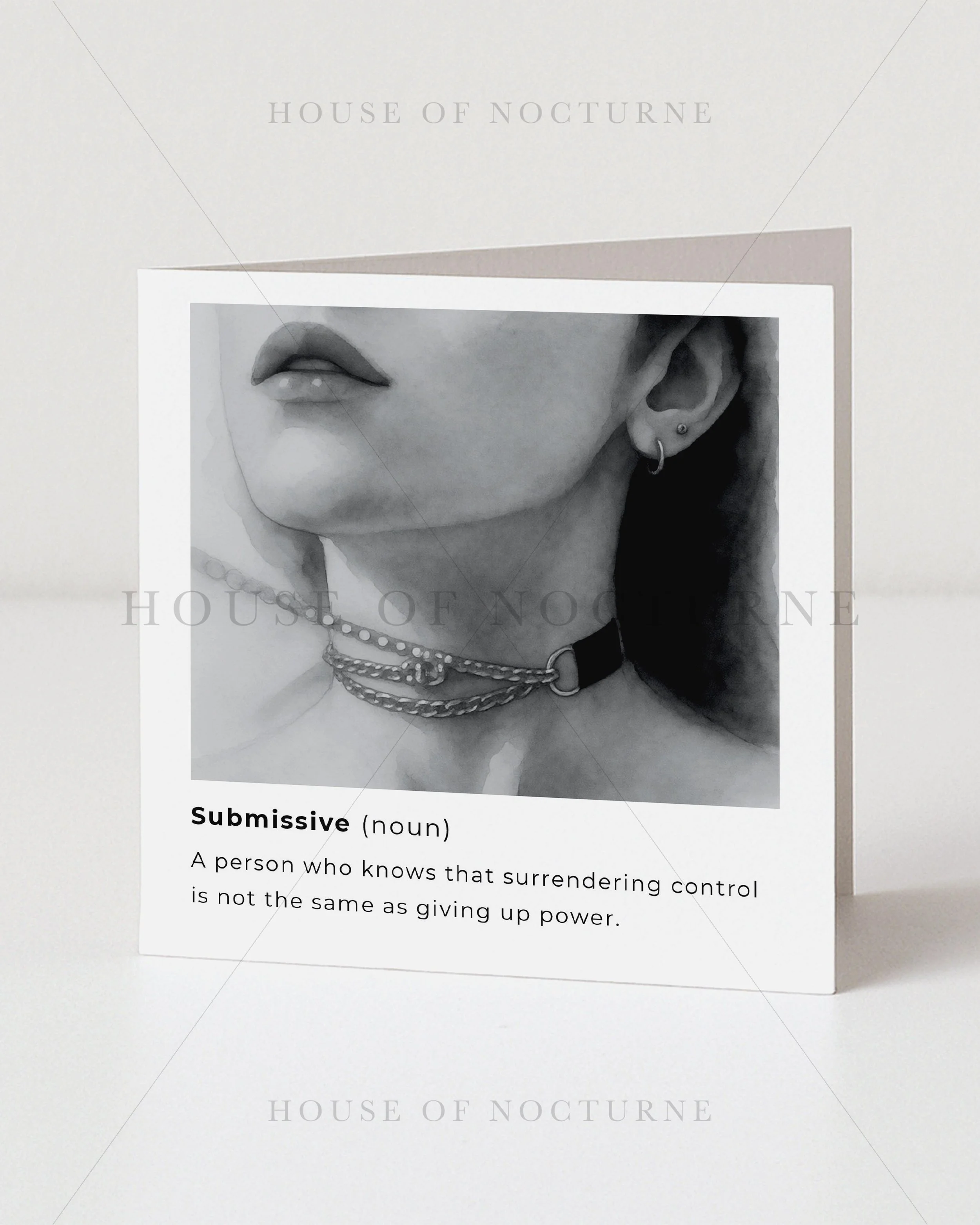 BDSM Inspired Submissive Greeting Card (B&W)