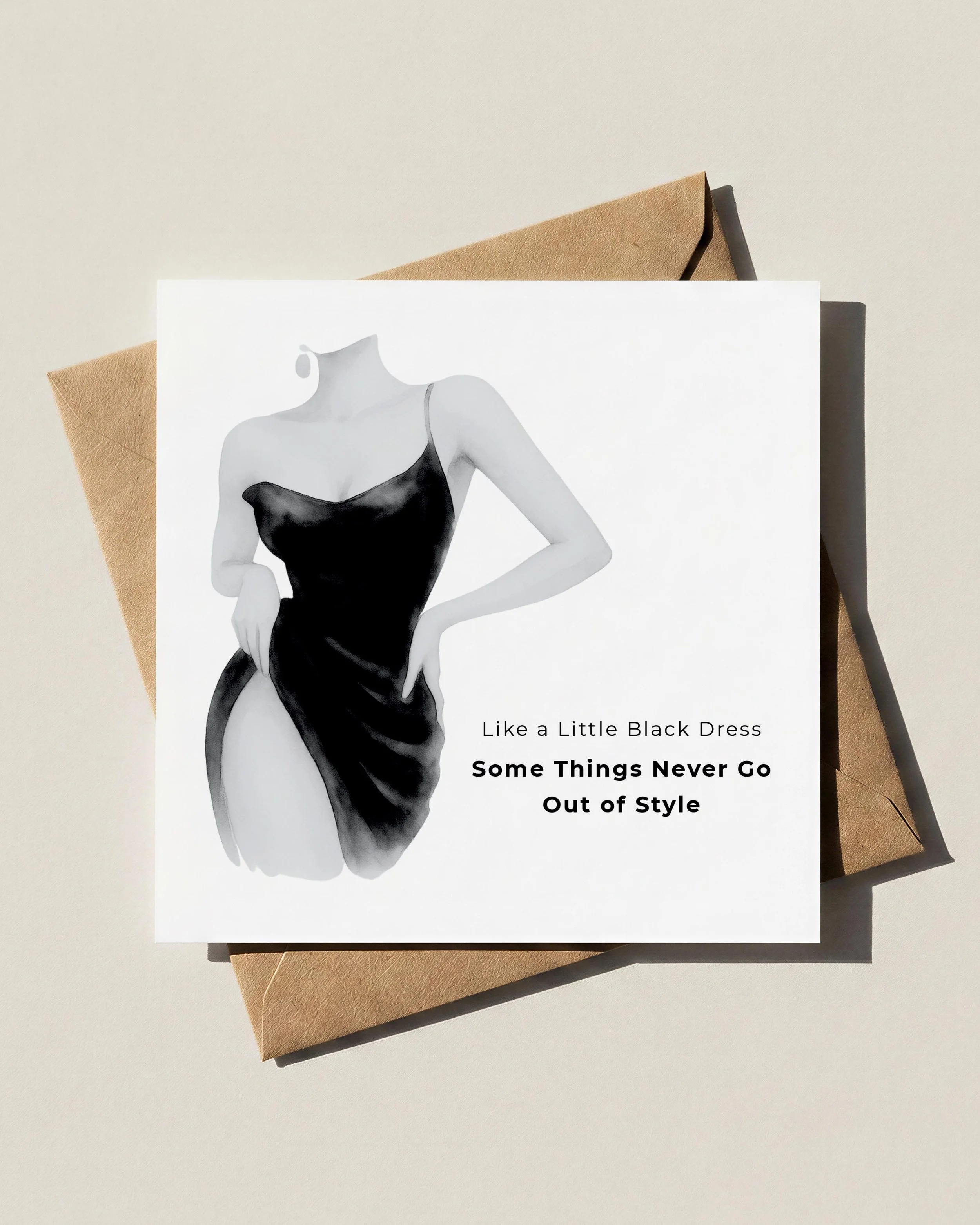 little black dress greeting card kraft mock.jpg