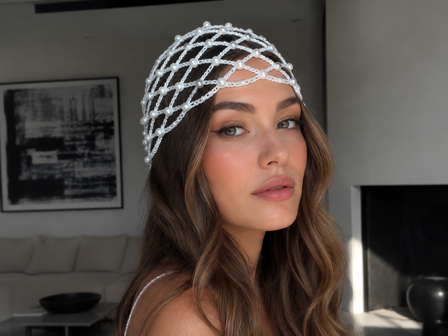 Cuffia crochet Perlè