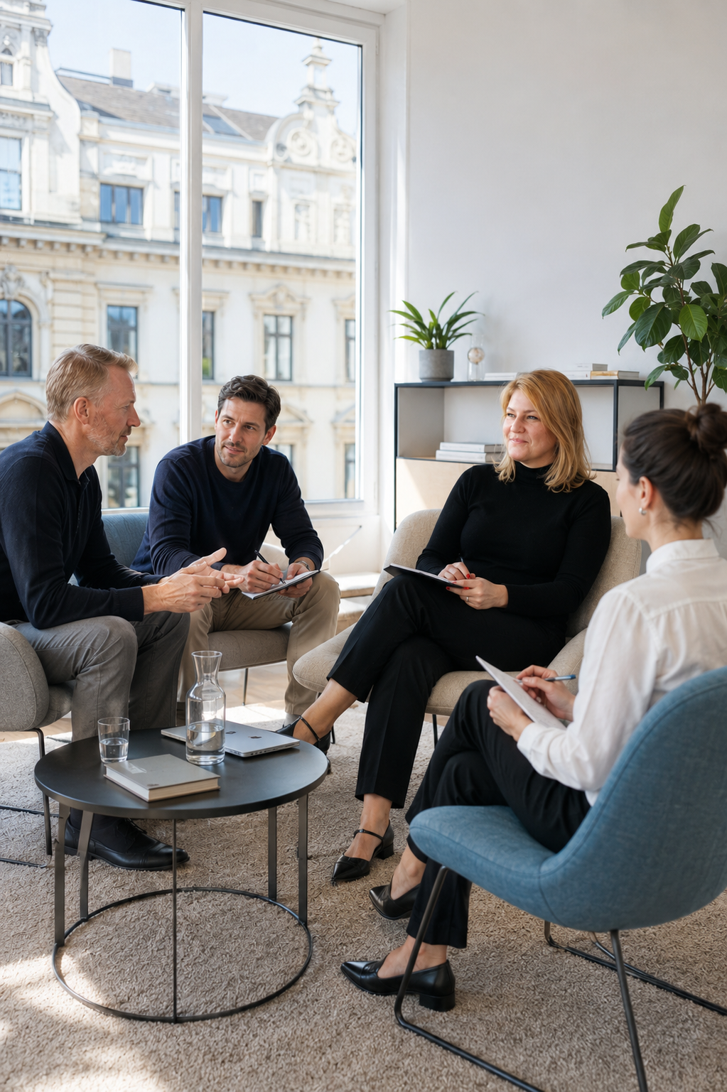 Barbara Wucsits mit weiteren 3 Personen in einem Meeting.