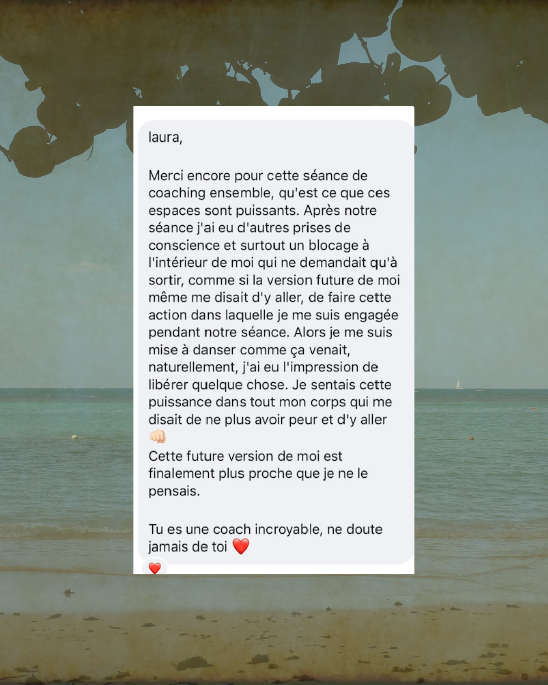 Avis cliente après une séance de coaching, légitimité professionnelle