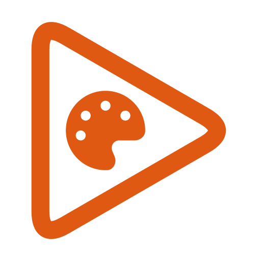 Play button icon with a paint palette inside, representing video editing or multimedia creation.