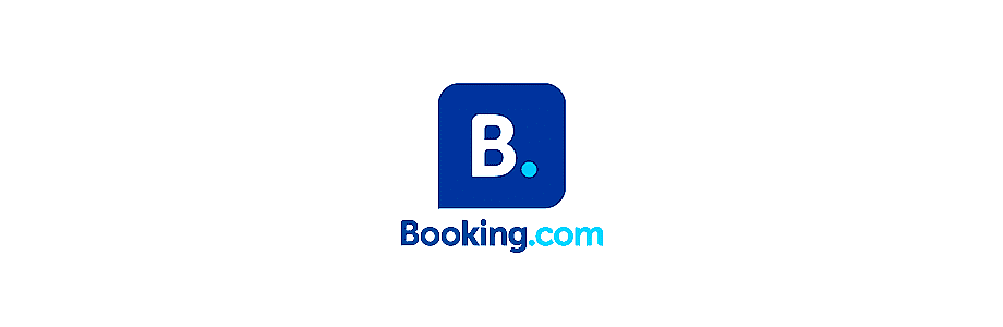 Booking.com logo featuring a blue square with a white letter B, and the words "Booking.com" underneath.