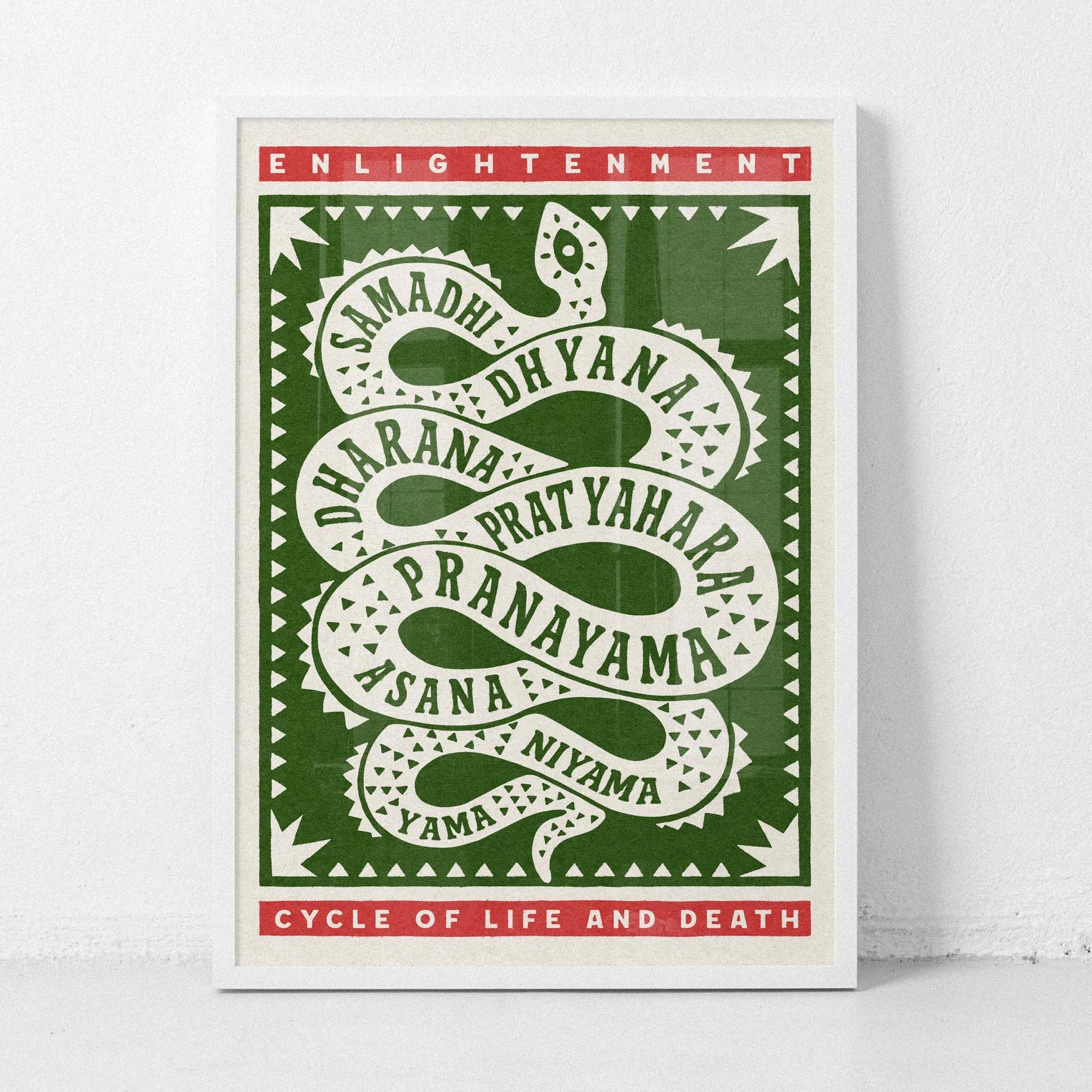 control our inner mind poster print wall decor yoga space room decoration plakat druk yama niyama samadhi patanjali yoga snake kundalini eightfold path ashtanga